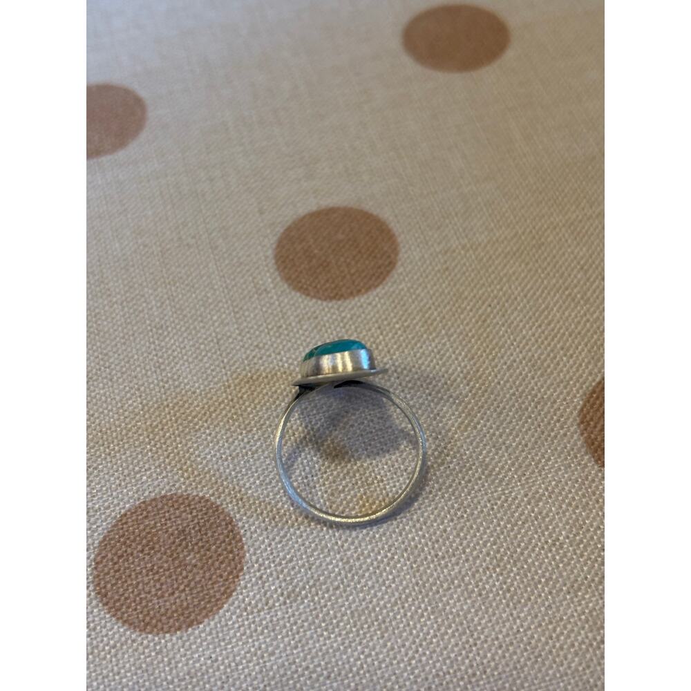 Three Stone Turquoise Sterling Silver Ring | Long Southwestern Statement Ring - Picture 6 of 7